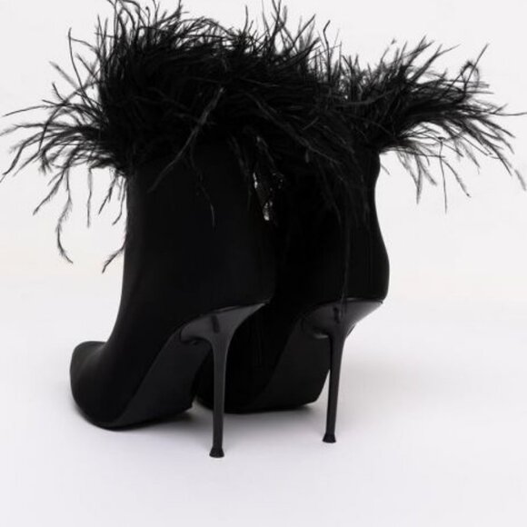 AZALEA WANG RUFFLE YOUR FEATHERS STILETTO BOOTIE IN BLACK - Picture 3 of 9